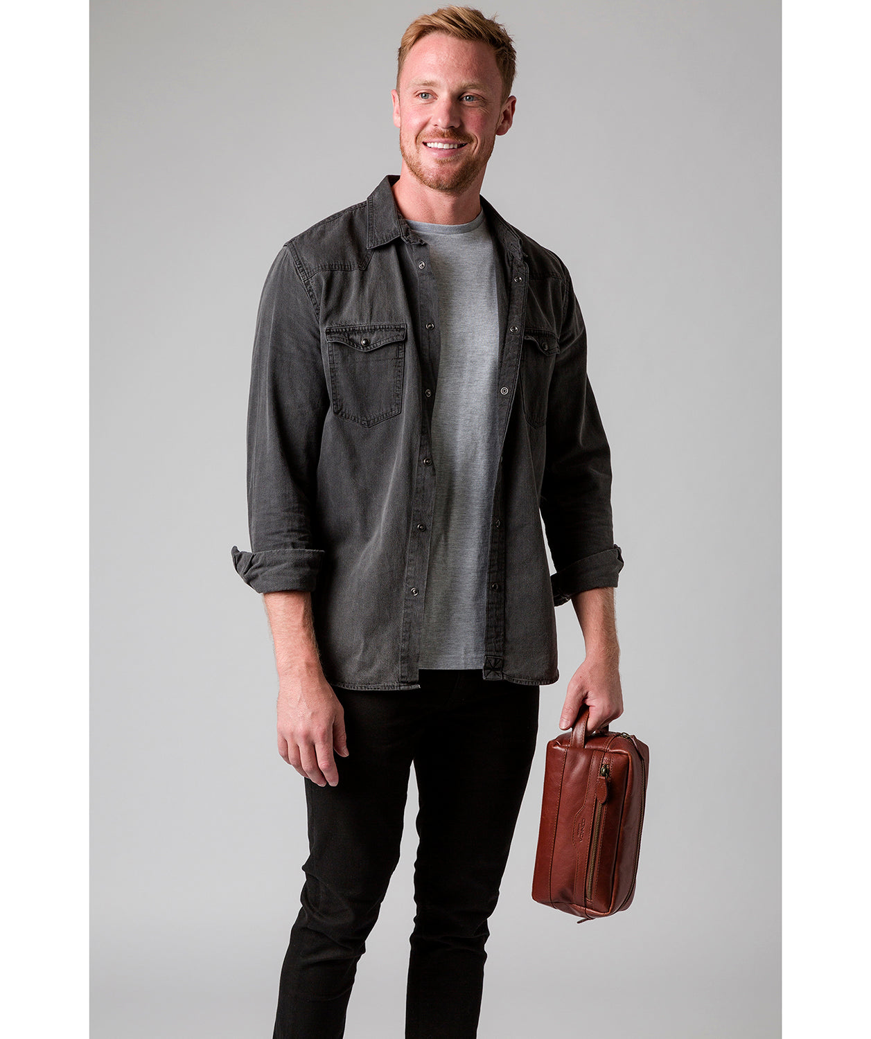 'Careca' Conker Brown Leather Washbag