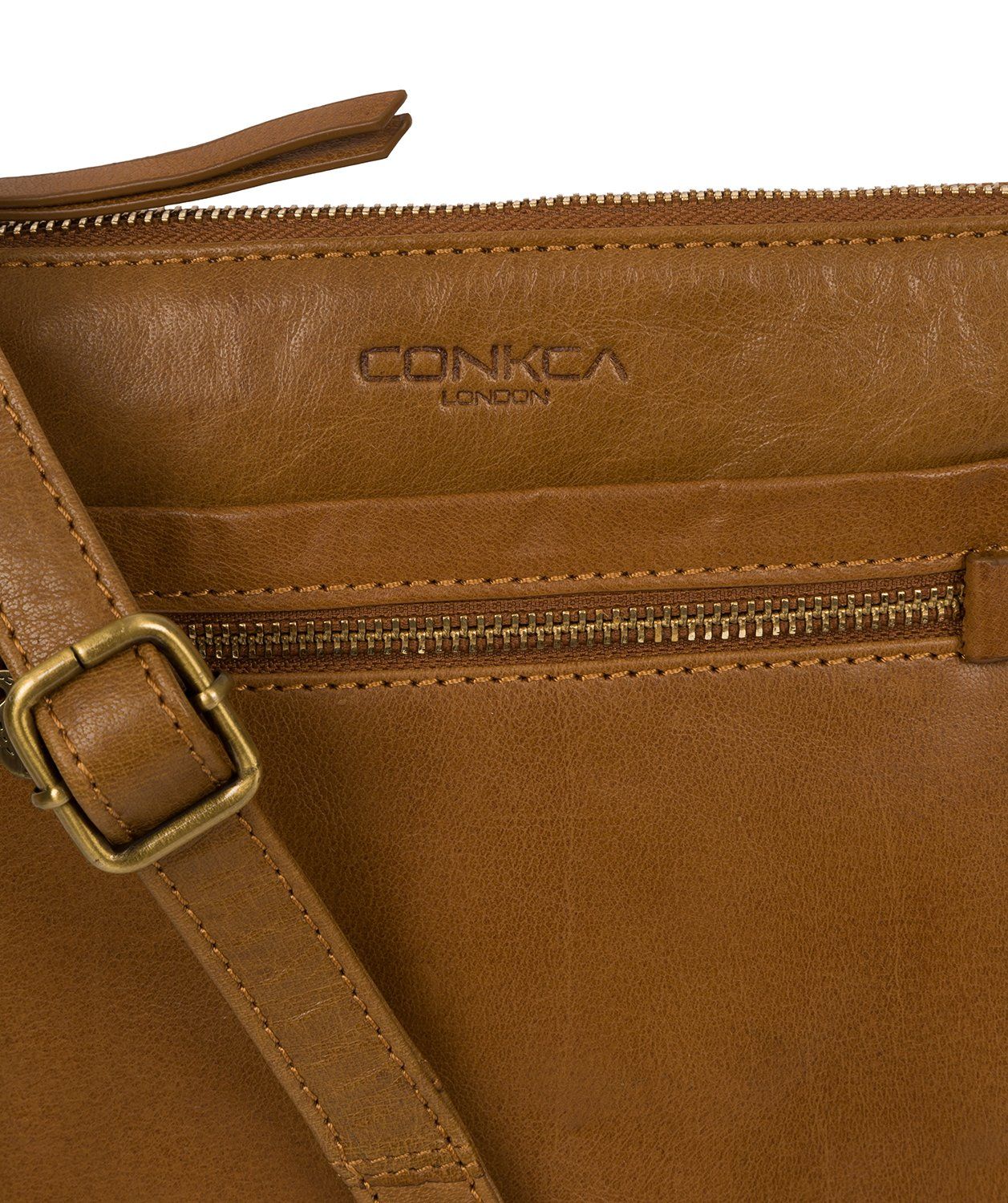 'Rego' Dark Tan Leather Cross Body Bag