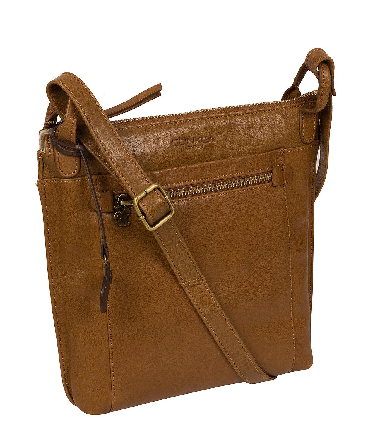 'Rego' Dark Tan Leather Cross Body Bag