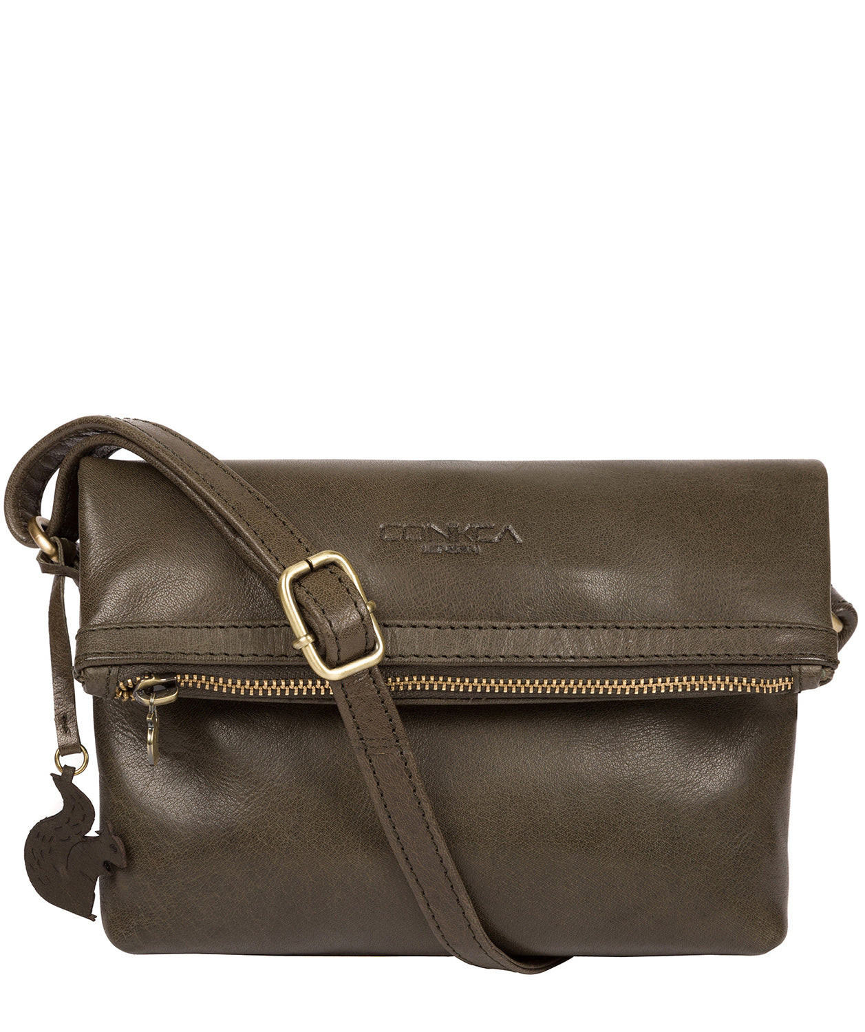 'Emin' Olive Leather Cross Body Bag Pure Luxuries London