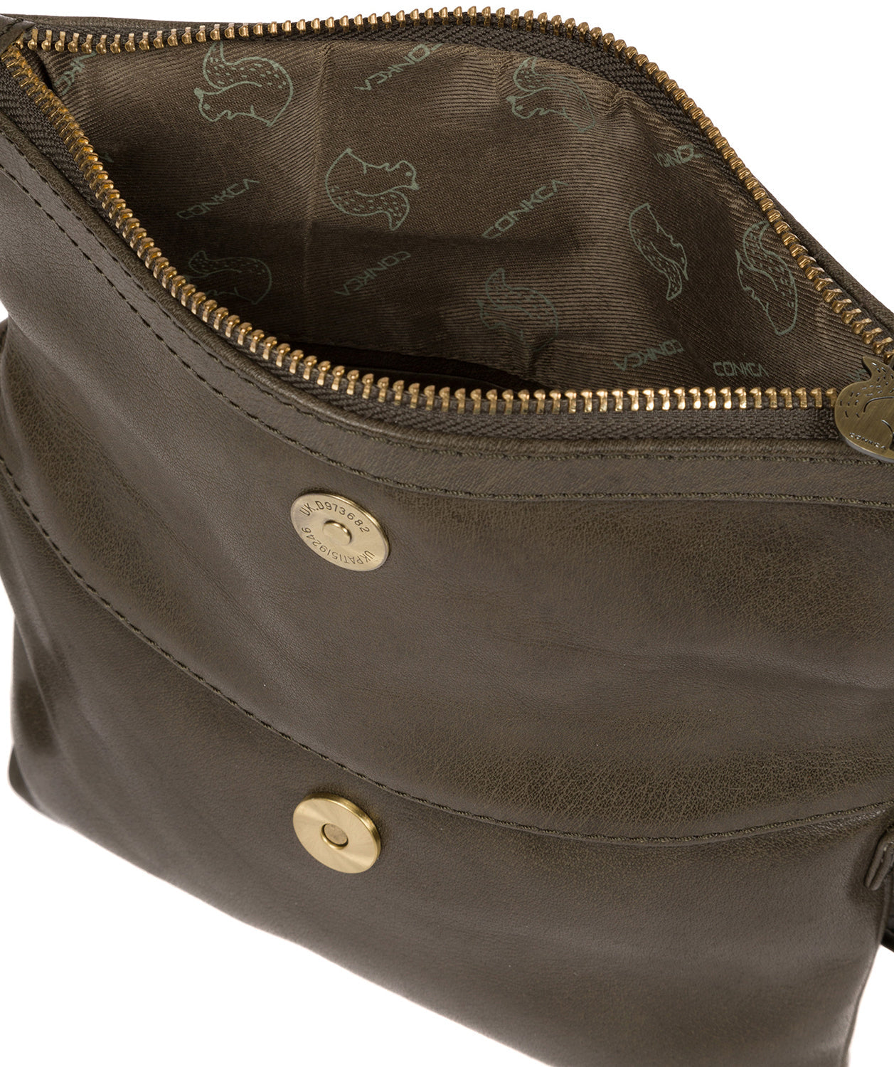 'Emin' Olive Leather Cross Body Bag Pure Luxuries London