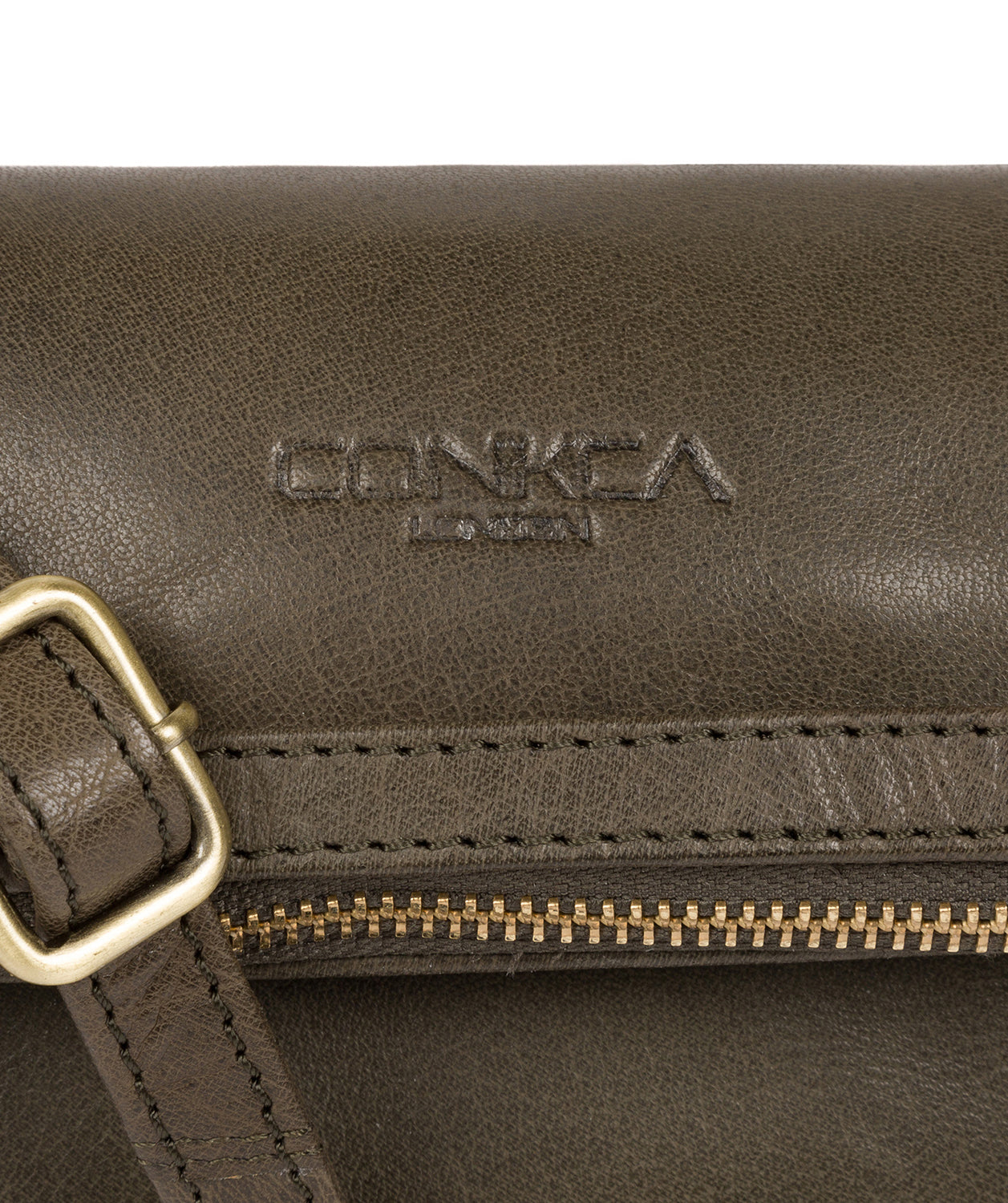 'Emin' Olive Leather Cross Body Bag Pure Luxuries London