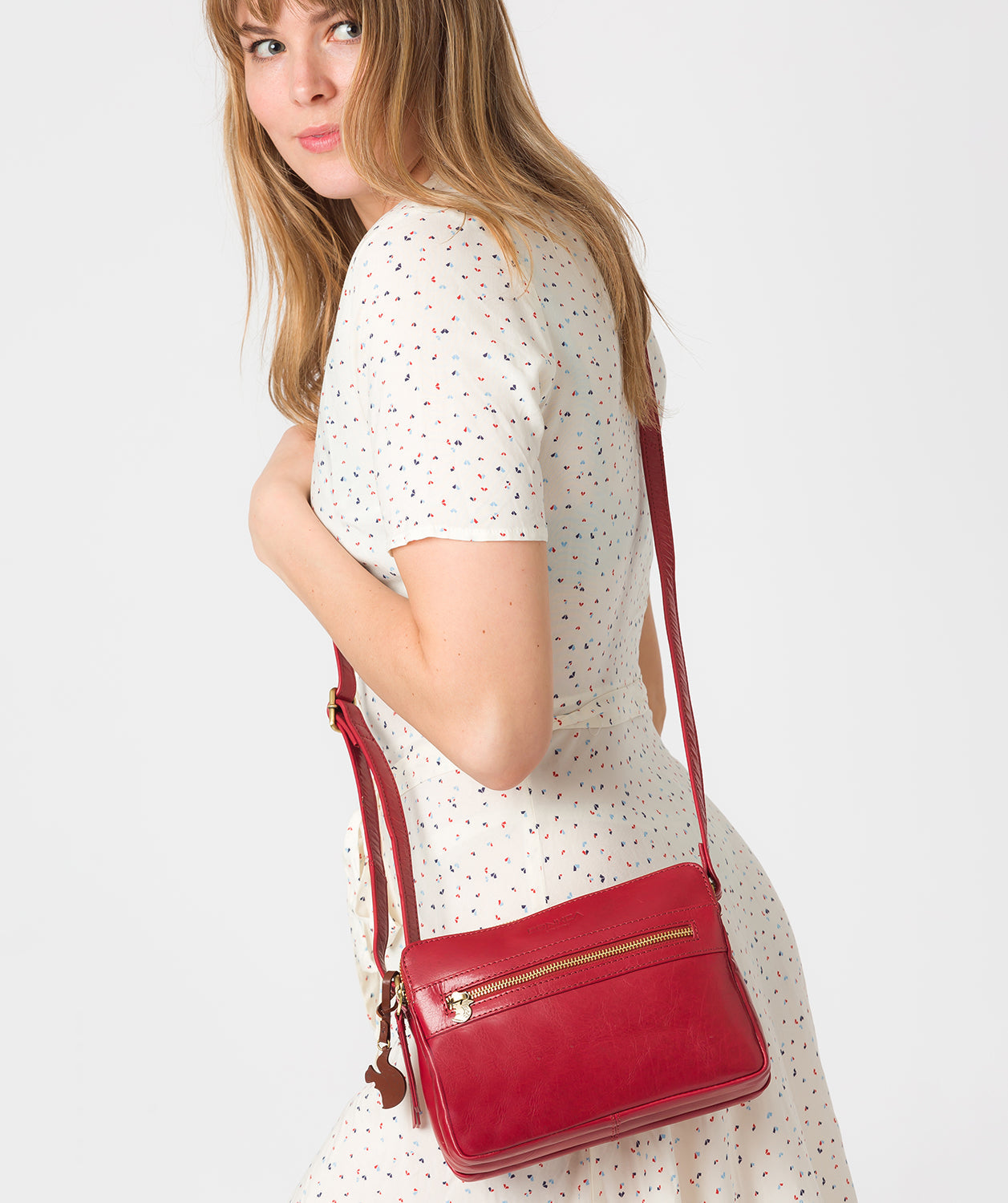 'Drew' Chilli Pepper Leather Cross Body Bag