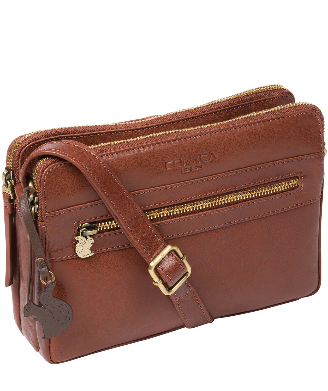 'Drew' Conker Brown Leather Cross Body Bag