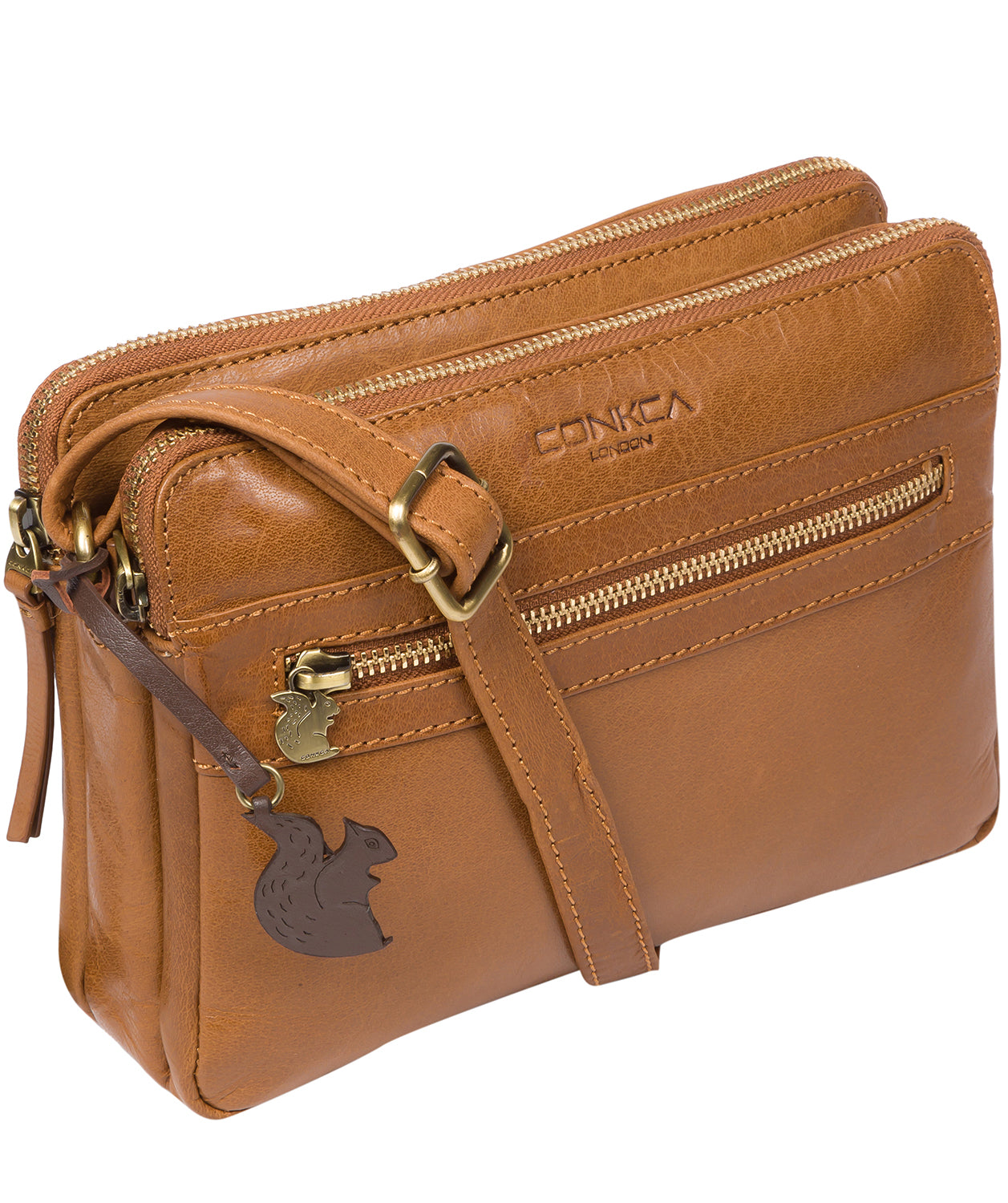 'Drew' Dark Tan Leather Cross Body Bag