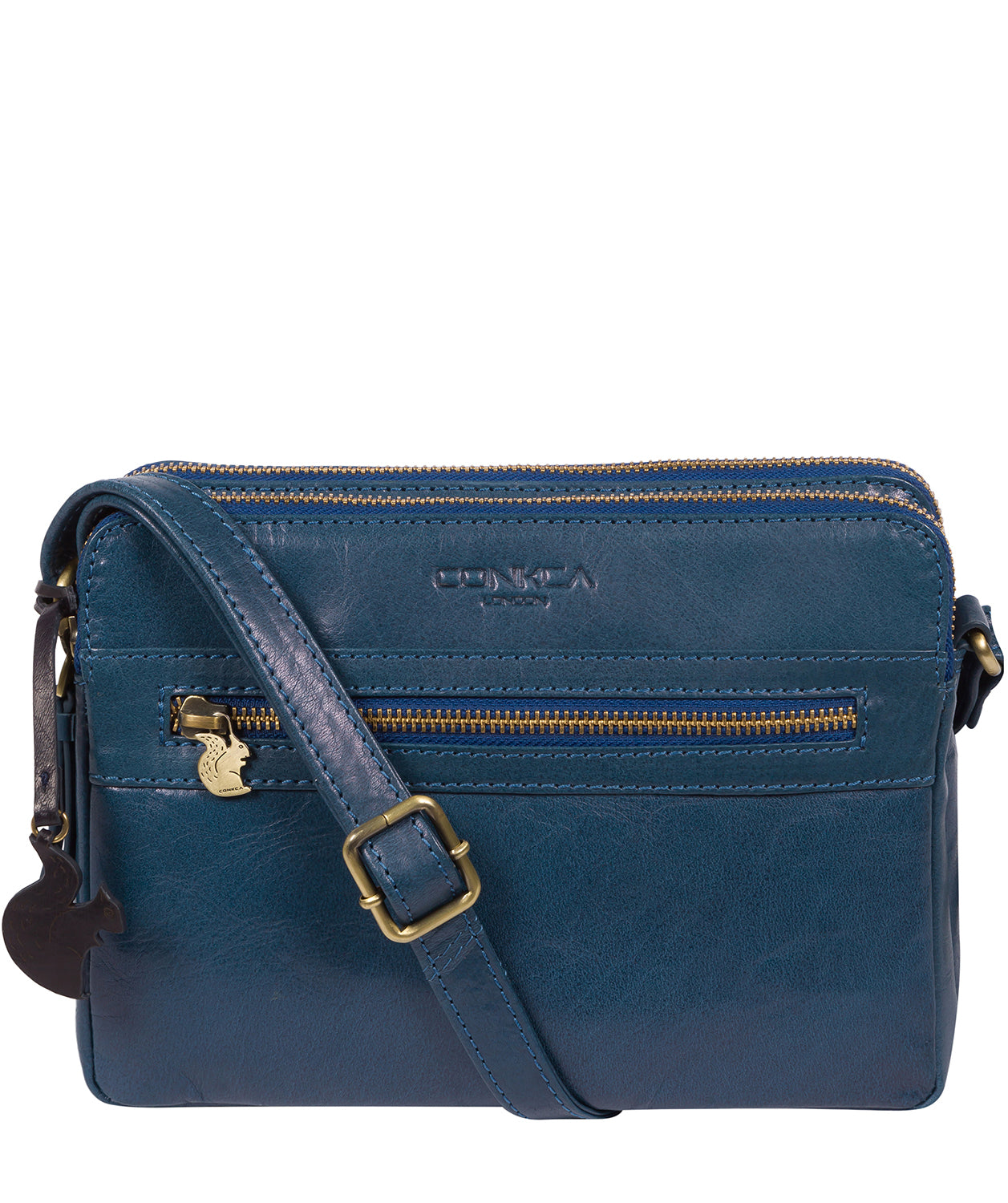 'Drew' Snorkel Blue Leather Cross Body Bag