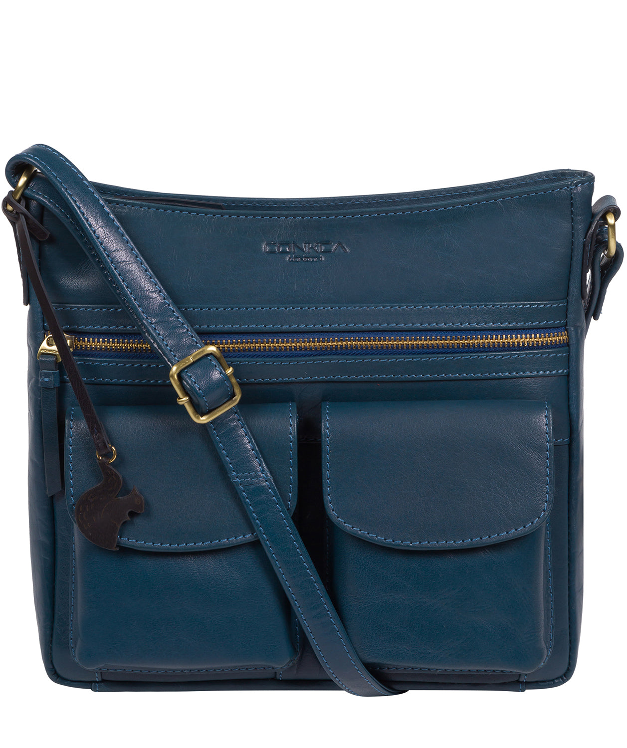 'Bon' Snorkel Blue Leather Cross Body Bag