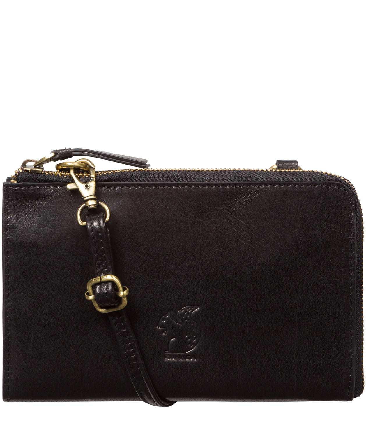 'Senga' Black Leather Cross Body Clutch Bag