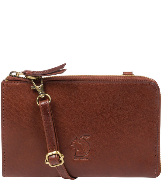 'Senga' Conker Brown Leather Cross Body Clutch Bag