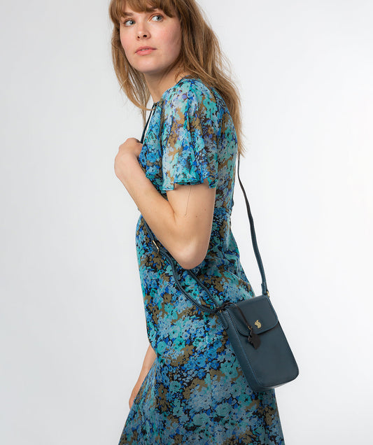 Conkca London Originals Collection Bags: 'Buzz' Snorkel Blue Leather Cross Body Phone Bag