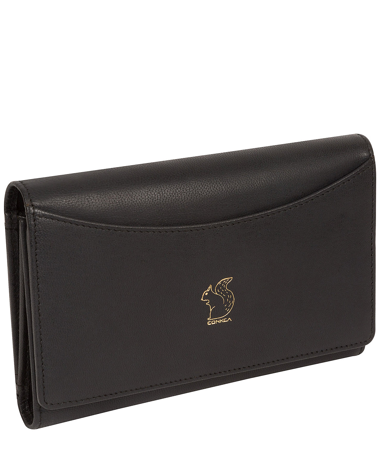 'Kali' Smooth Black Leather Purse
