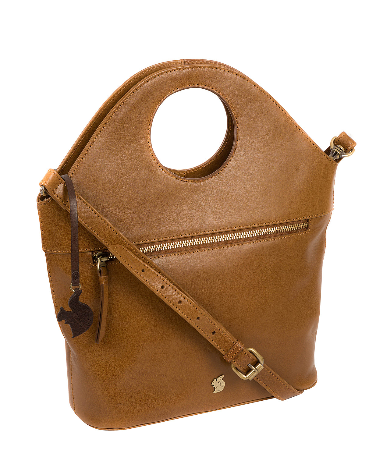 'Halo' Dark Tan Leather Cross Body Bag