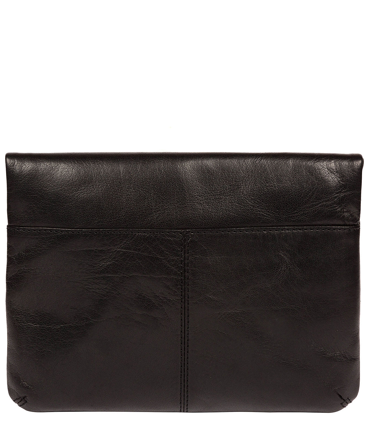 'Flare' Black Leather Clutch Bag