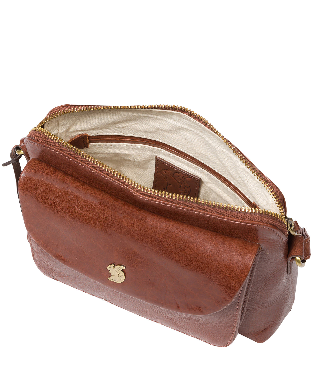 'Dainty' Conker Brown Leather Cross Body Bag