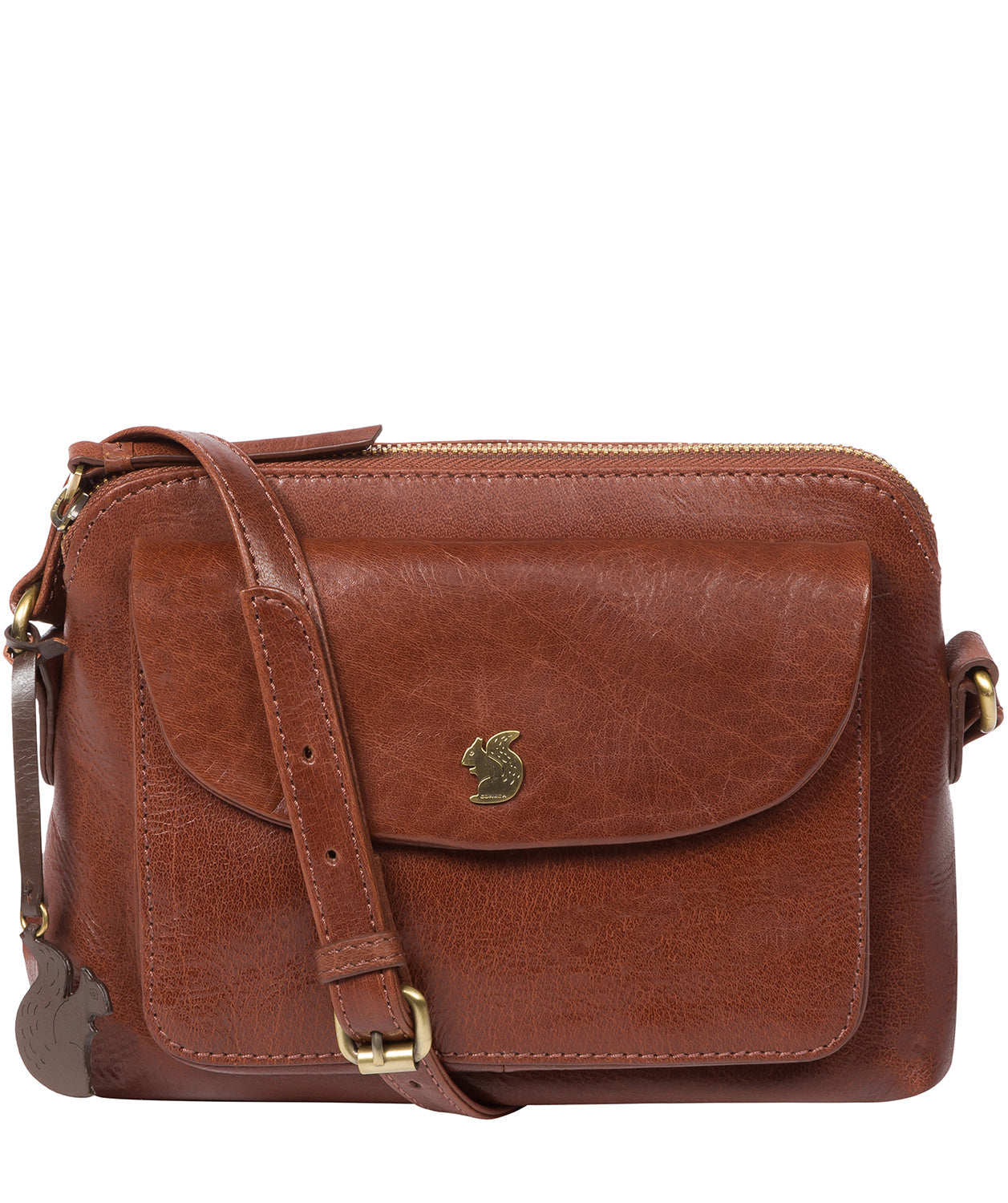 'Dainty' Conker Brown Leather Cross Body Bag