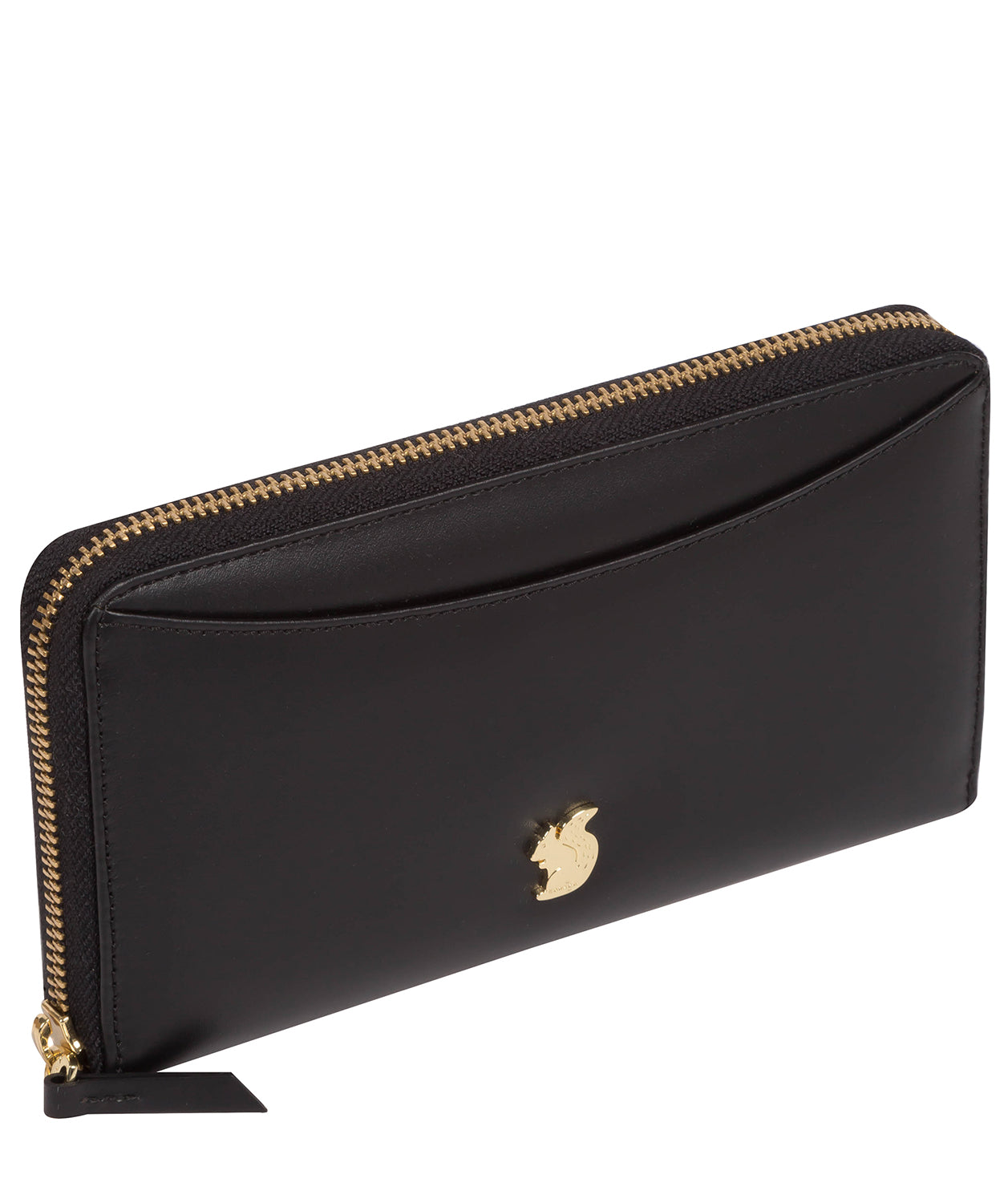 'Candy' Black Leather Zip-Round Purse