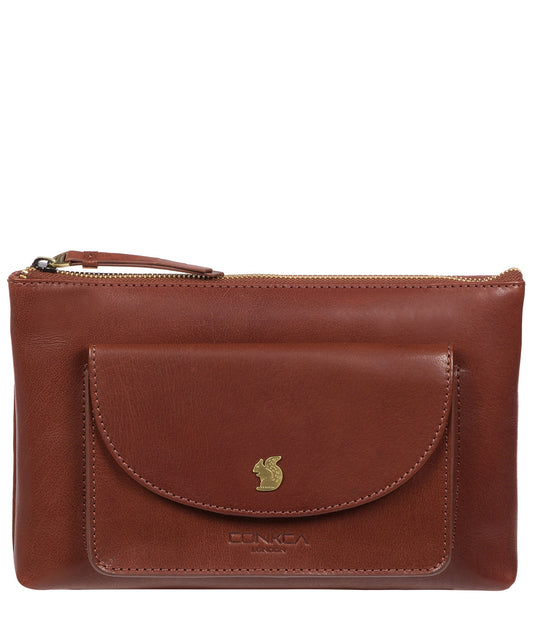 'Treasure' Conker Brown Leather Clutch Bag