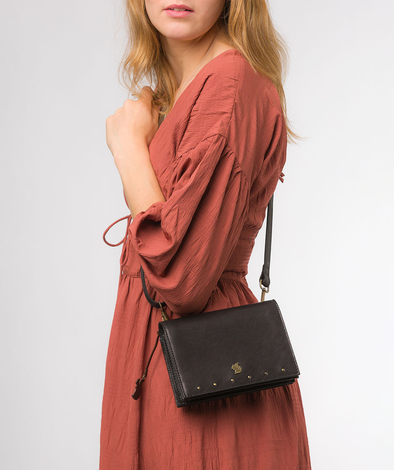 Conkca London Originals Collection Bags: 'Nemo' Black Leather Cross Body Clutch Bag