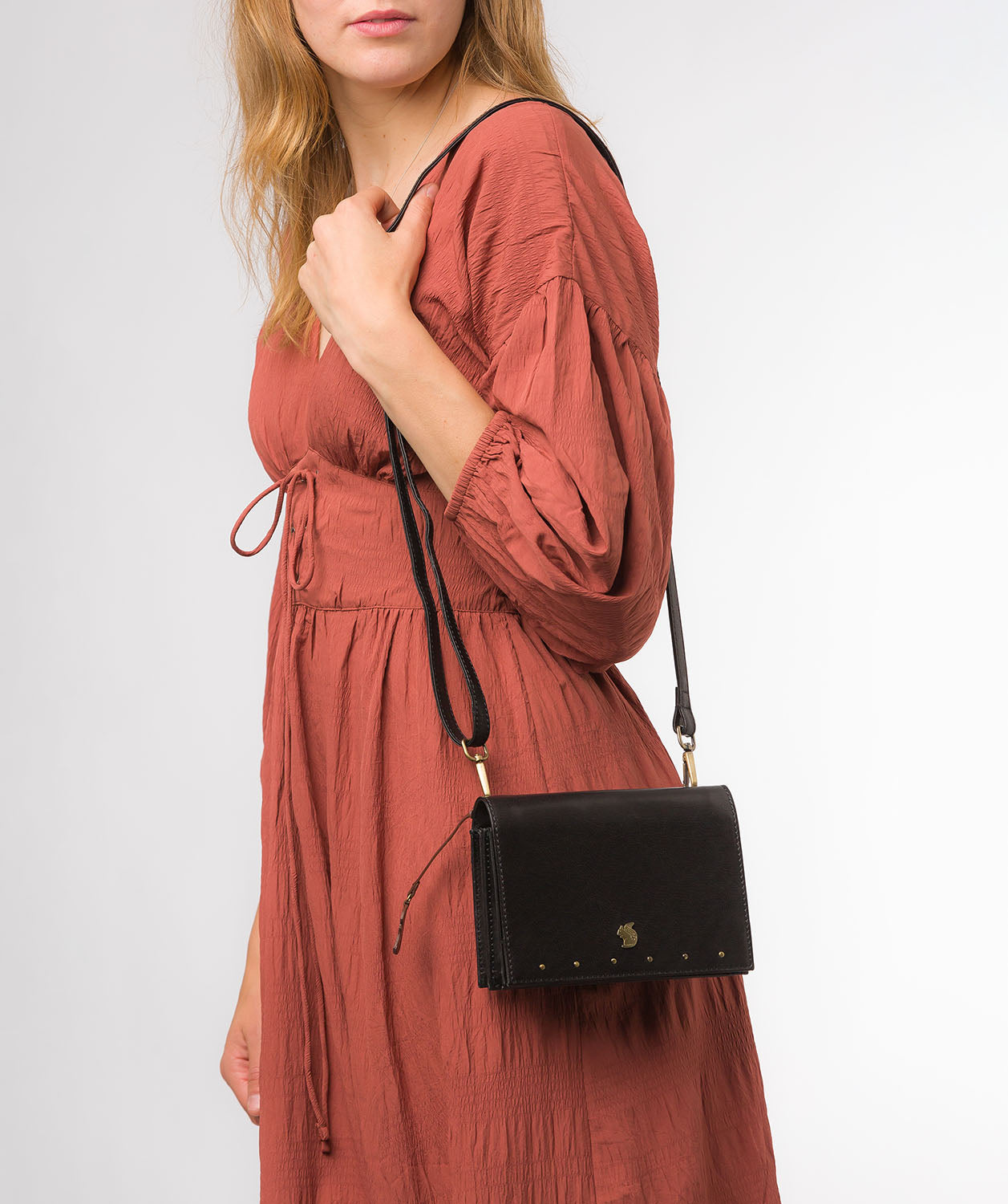 Conkca London Originals Collection Bags: 'Nemo' Black Leather Cross Body Clutch Bag
