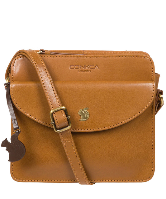 'Magda' Dark Tan Leather Cross Body Bag