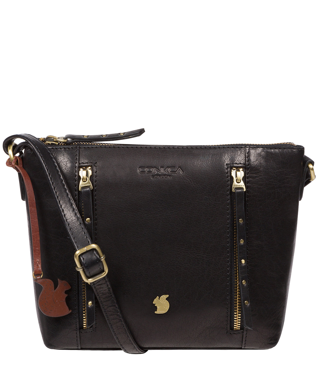 'Pip' Black Leather Cross Body Bag