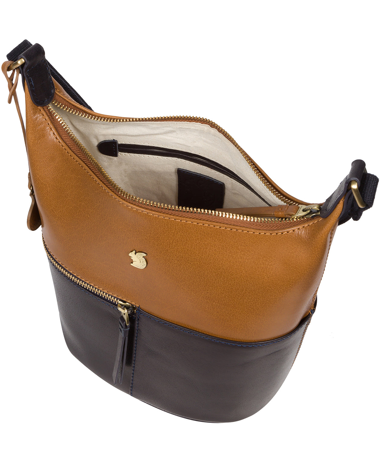 'Little Kristin' Navy & Dark Tan Leather Shoulder Bag