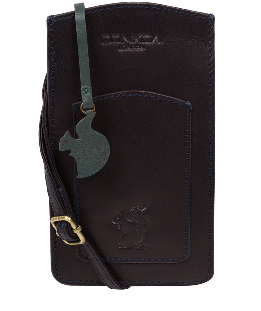 'Siren' Navy Leather Cross Body Phone Bag