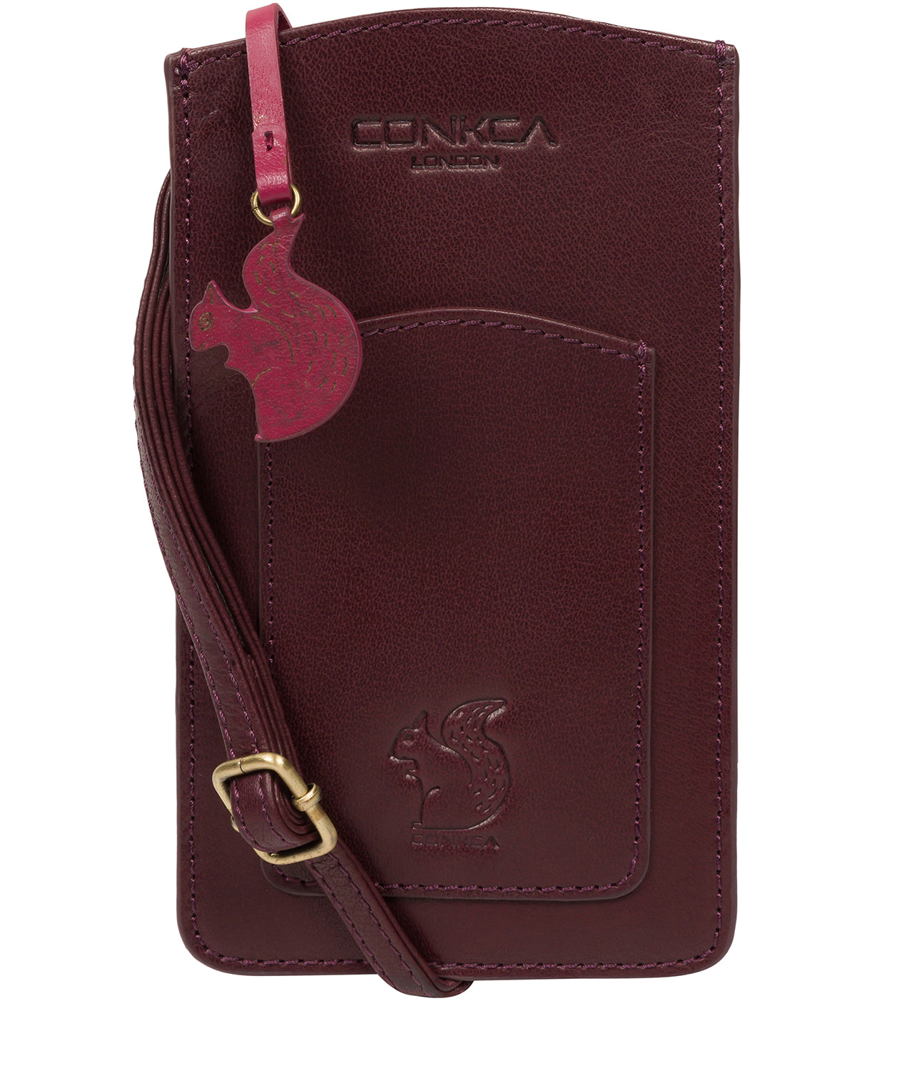 'Siren' Plum Leather Cross Body Phone Bag