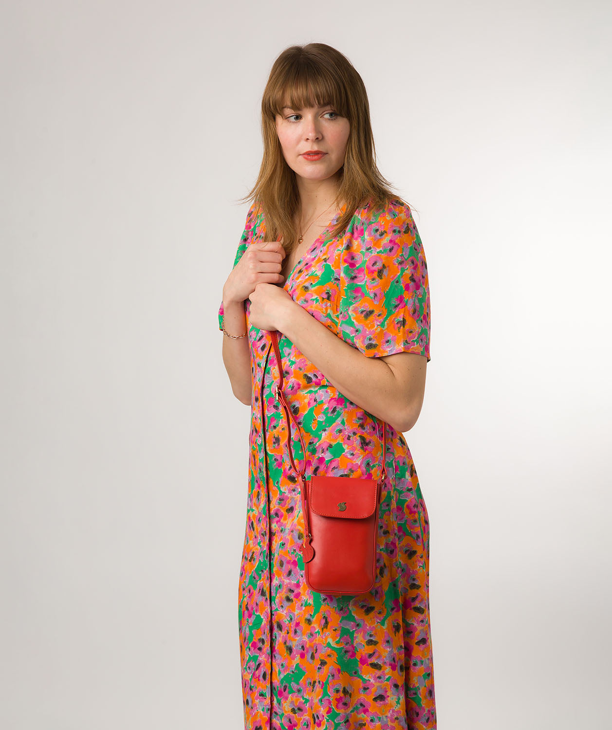 Conkca London Originals Collection Bags: 'Buzz' Orangeade Leather Cross Body Phone Bag