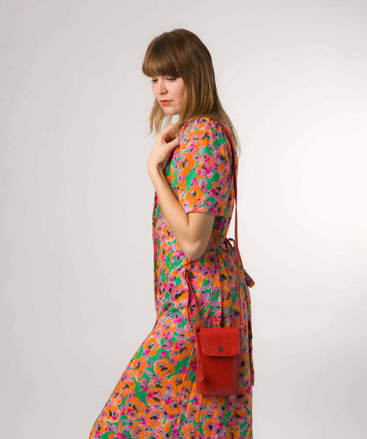 Conkca London Originals Collection Bags: 'Buzz' Orangeade Leather Cross Body Phone Bag