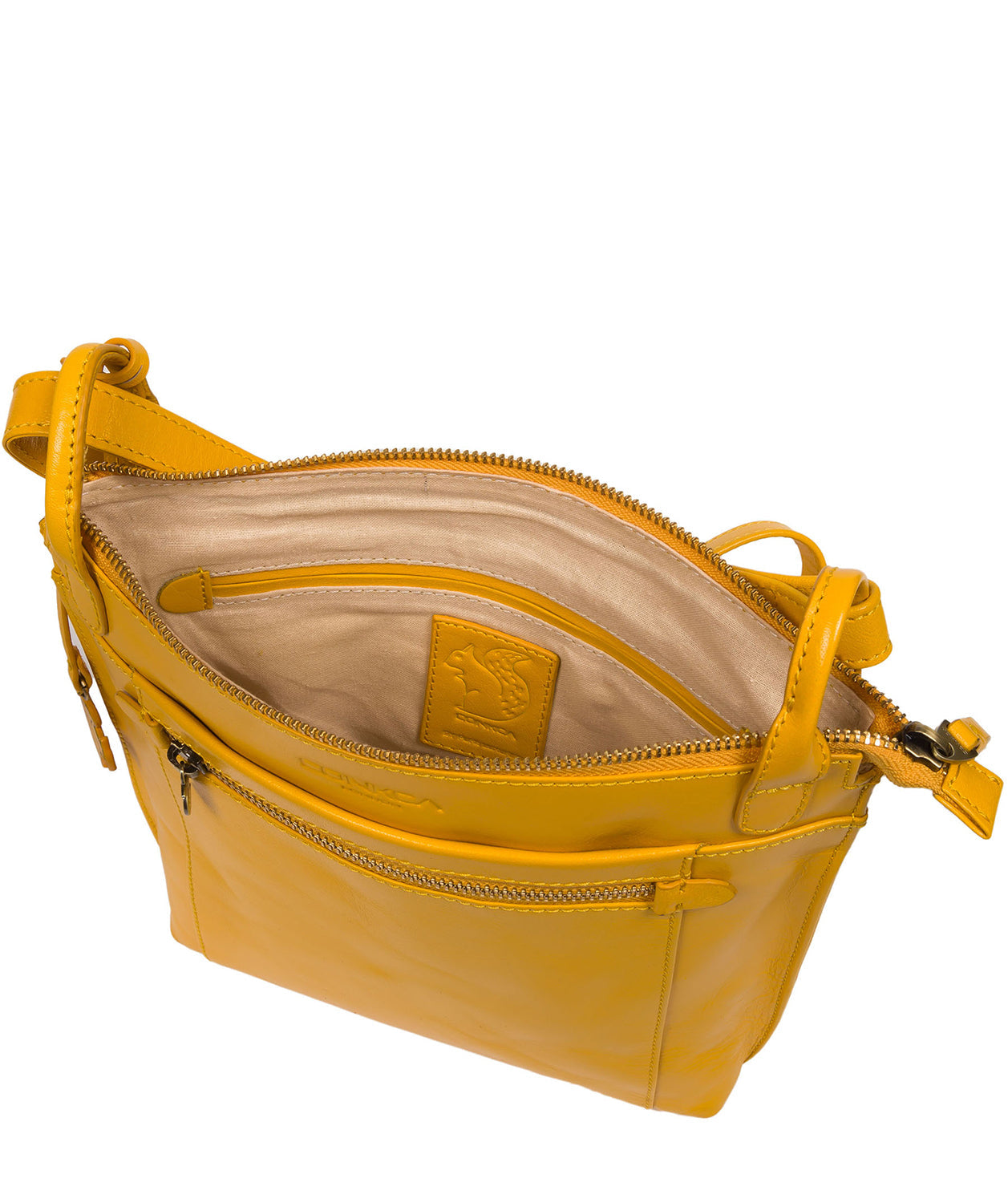 Conkca London Originals Collection Bags: 'Rego' Lemon Drop Leather Cross Body Bag
