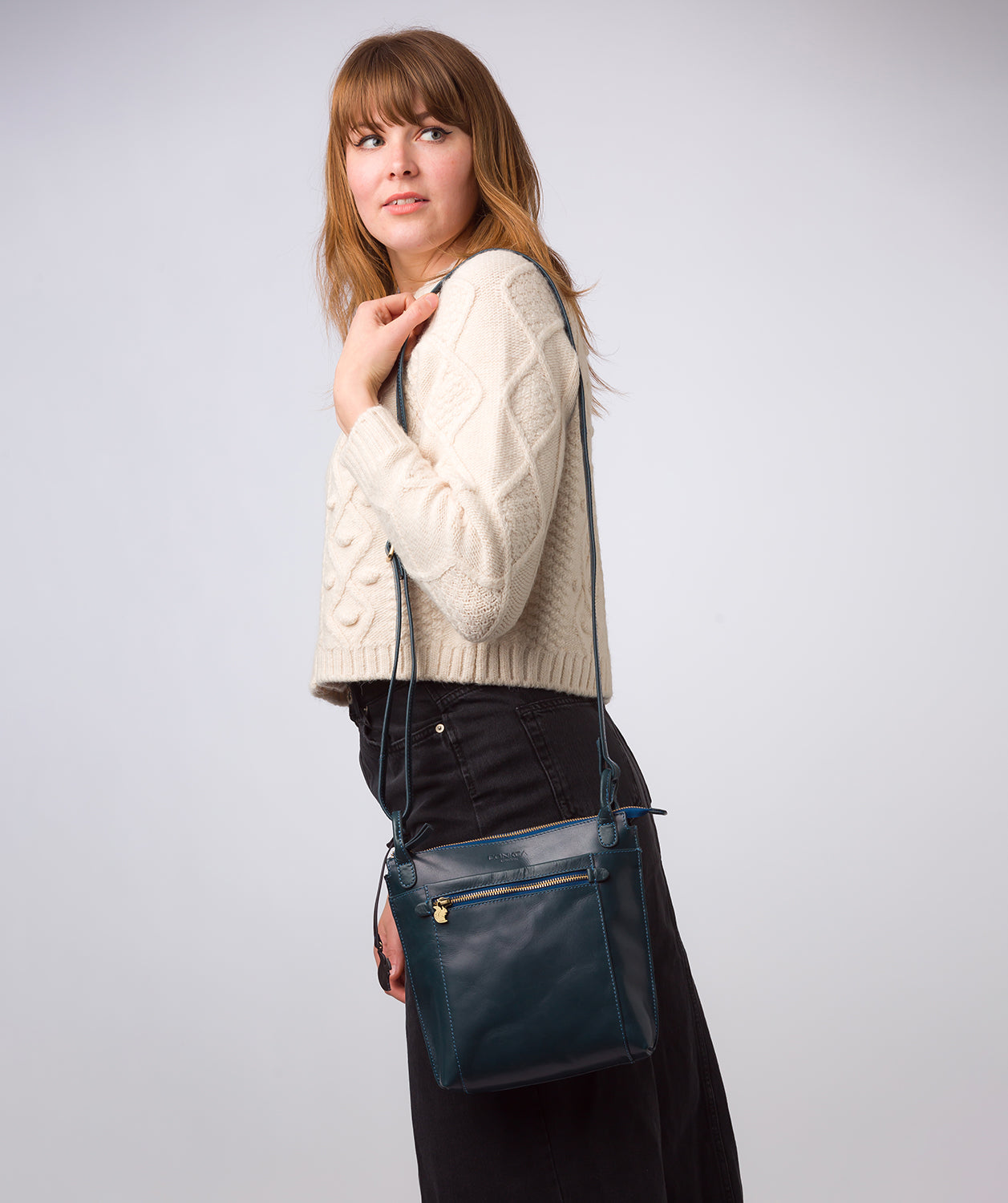 'Rego' Snorkel Blue Leather Cross Body Bag