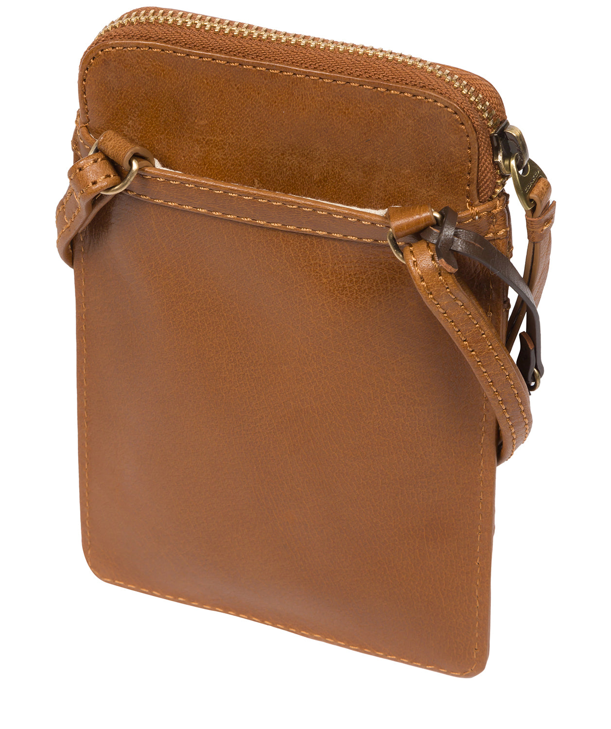 Conkca London Originals Collection Bags: 'Bambino' Dark Tan Leather Cross Body Phone Bag