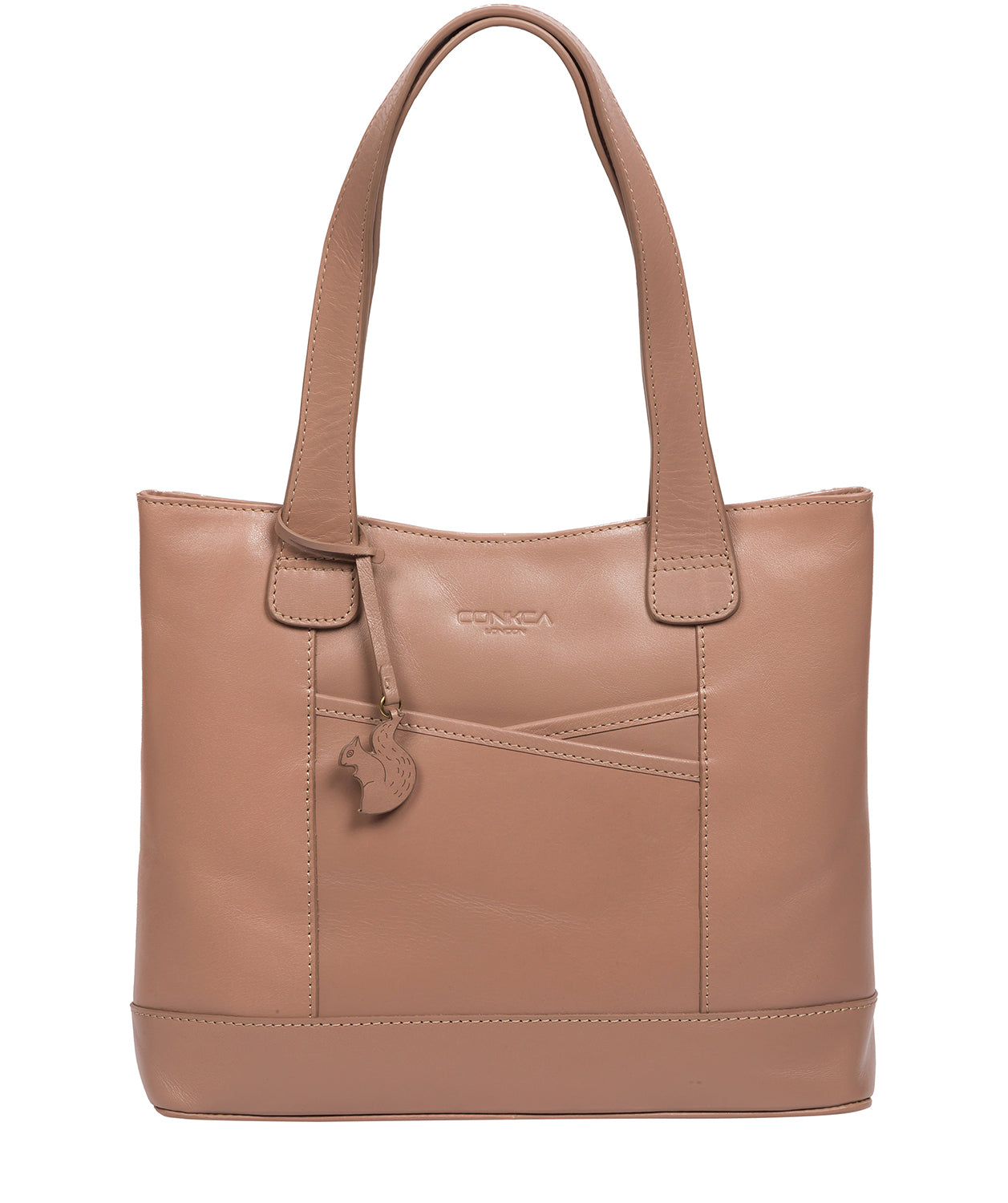Conkca London Originals Collection Bags: 'Little Patience' Natural Taupe Leather Tote Bag