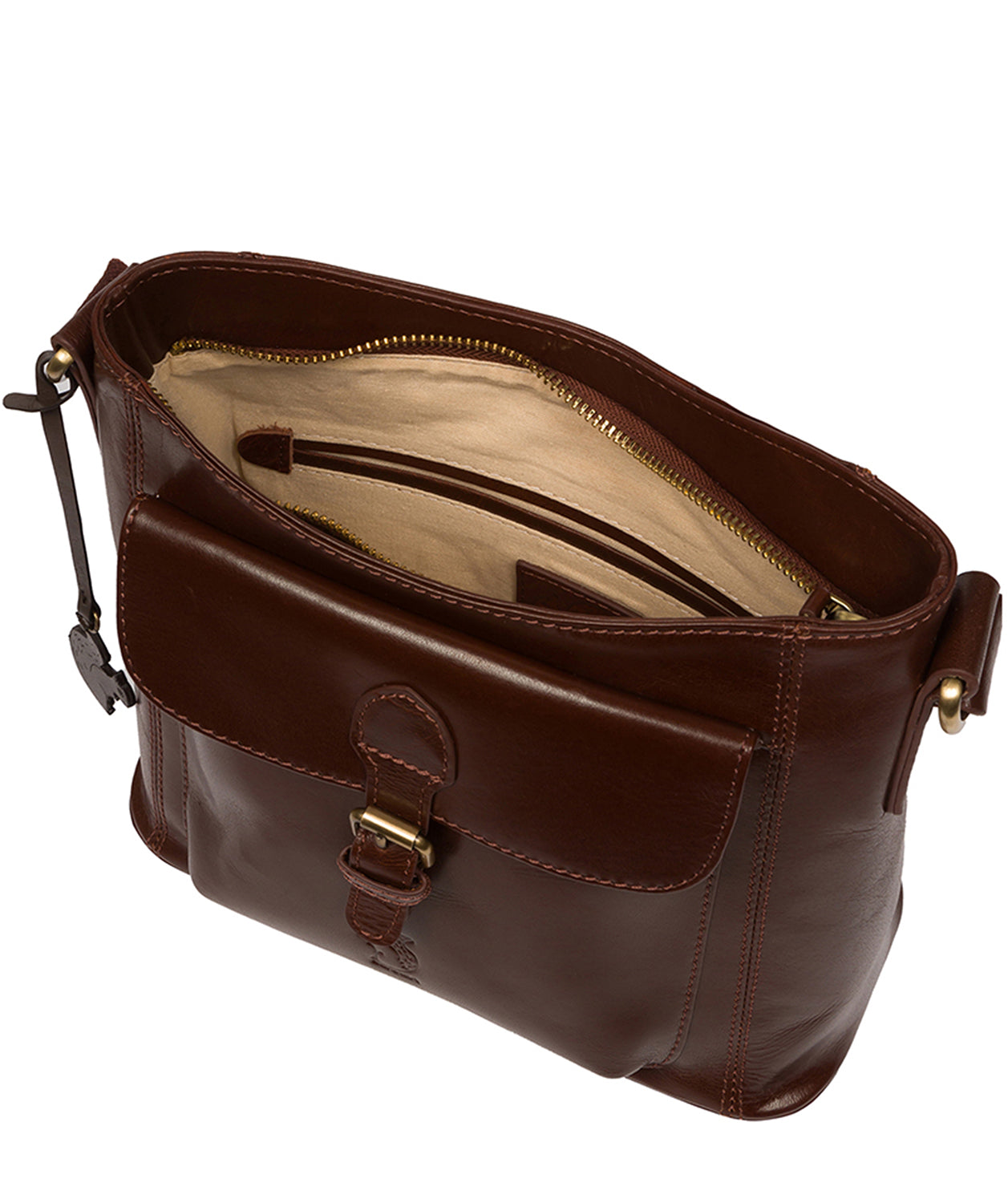 Conkca Signature Collection Bags: 'Carla' Conker Brown Leather Cross Body Bag
