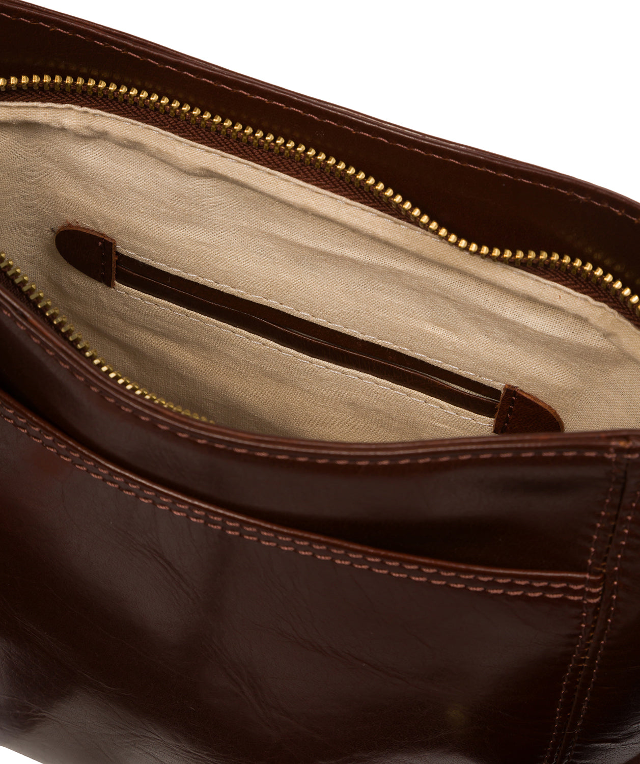 Conkca Signature Collection Bags: 'Carla' Conker Brown Leather Cross Body Bag