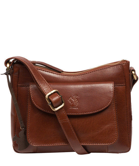 Conkca Signature Collection Bags: 'Lottie' Conker Brown Leather Cross Body Bag