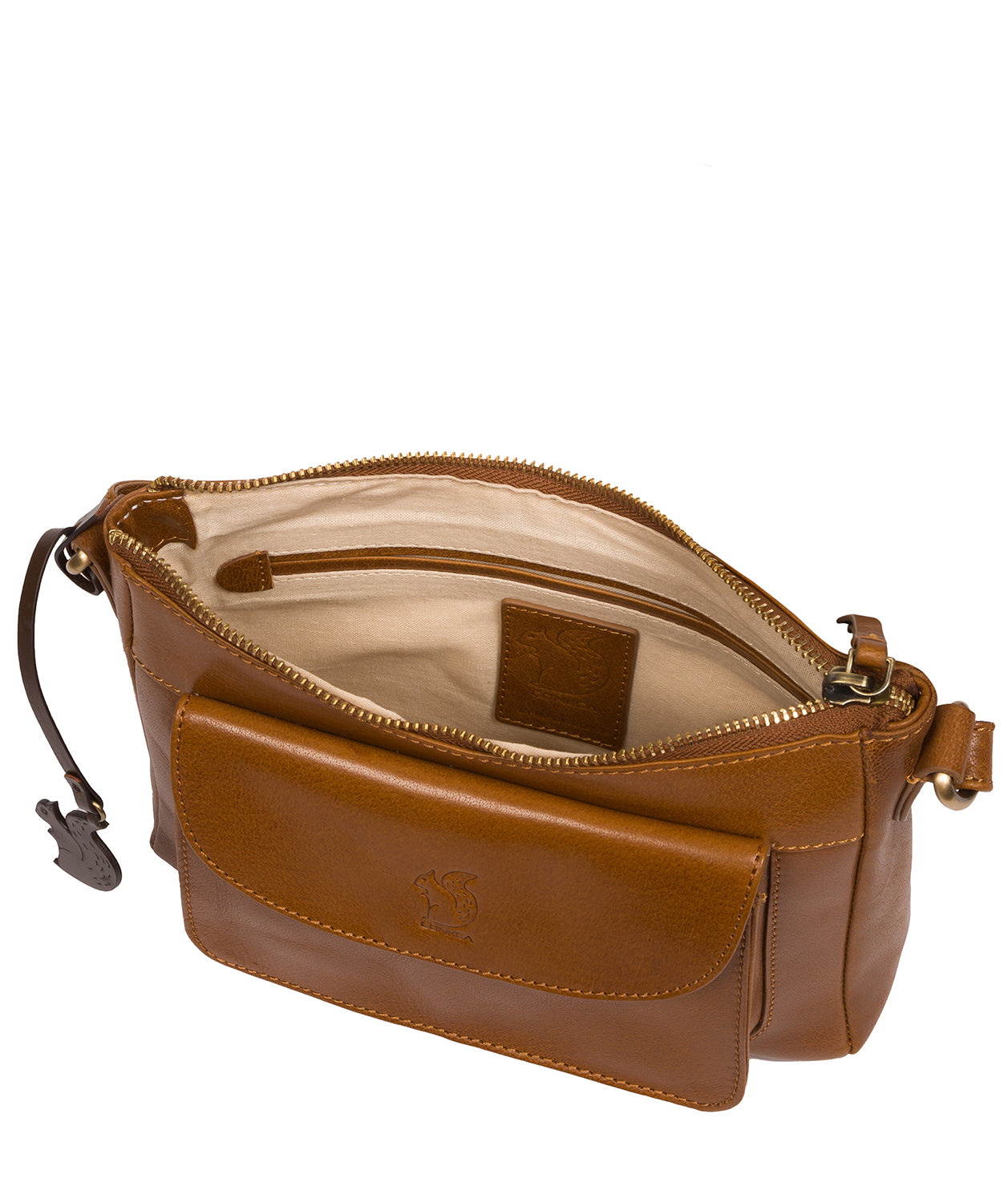 Conkca Signature Collection Bags: 'Lottie' Dark Tan Leather Cross Body Bag