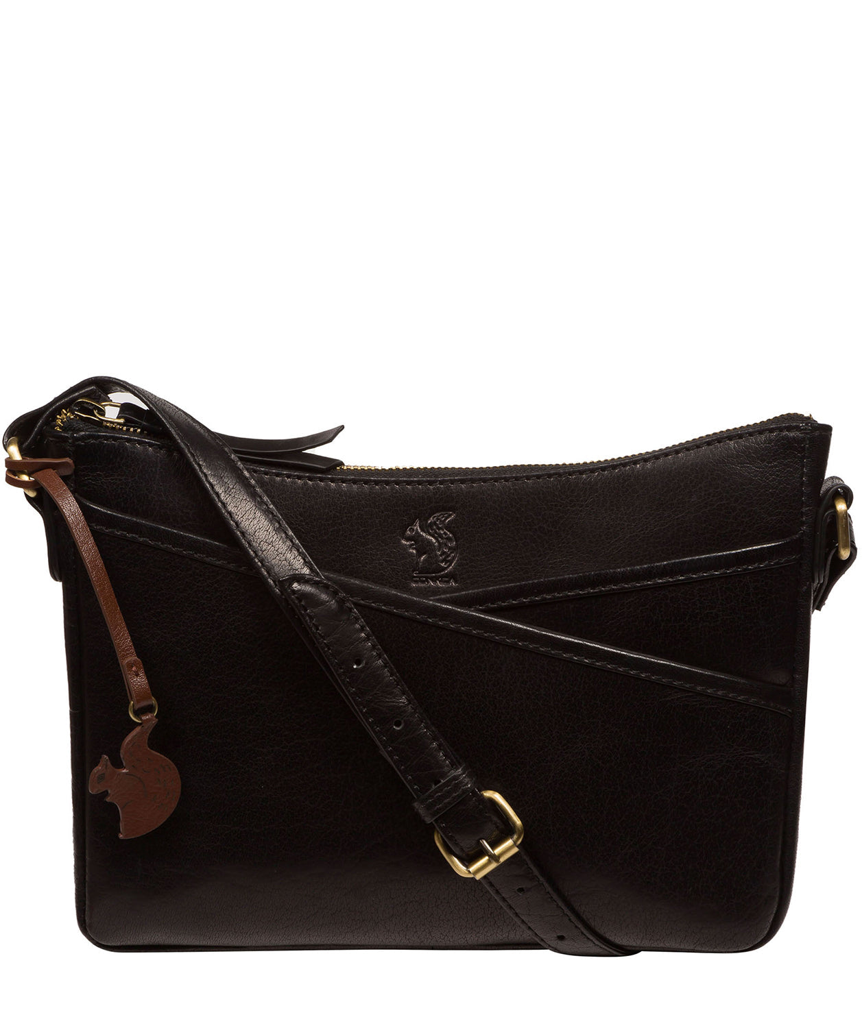 Conkca Signature Collection Bags: 'Viola' Black Leather Cross Body Bag