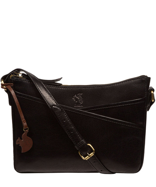 Conkca Signature Collection Bags: 'Viola' Black Leather Cross Body Bag