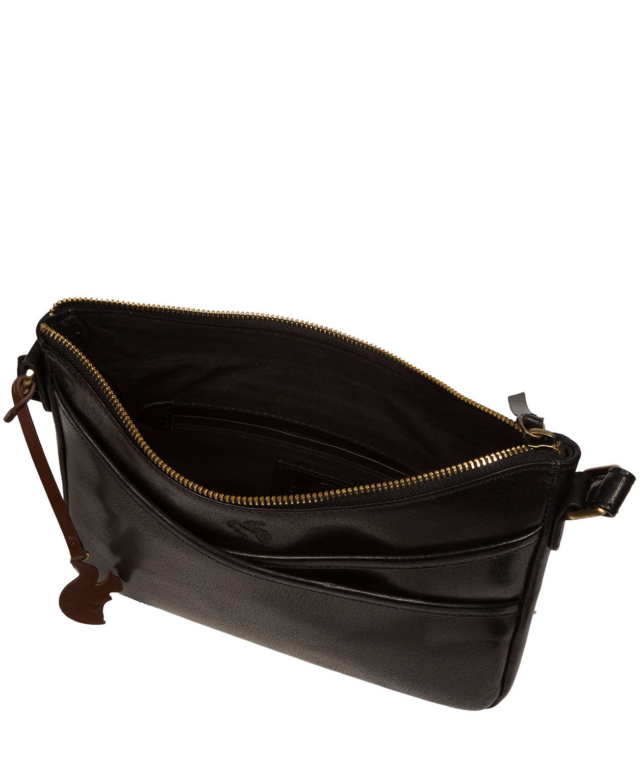 Conkca Signature Collection Bags: 'Viola' Black Leather Cross Body Bag