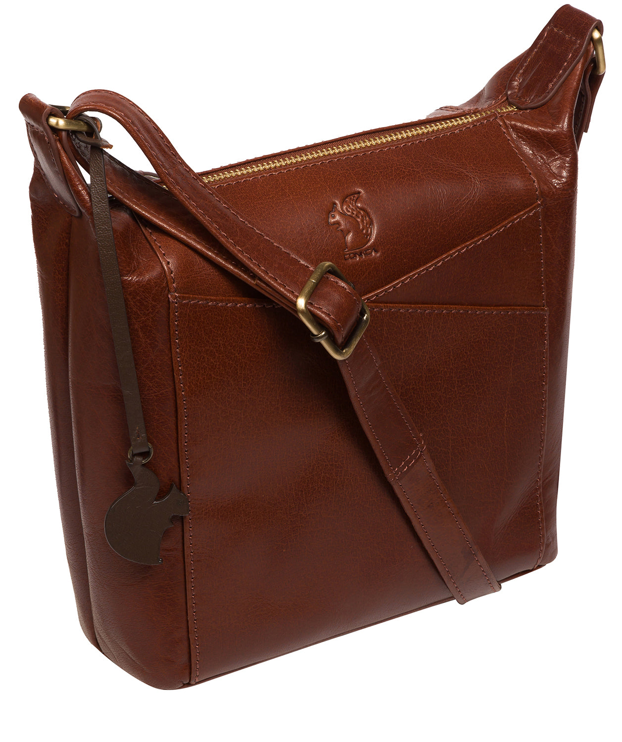 Conkca Signature Collection Bags: 'Kiki' Conker Brown Leather Shoulder Bag