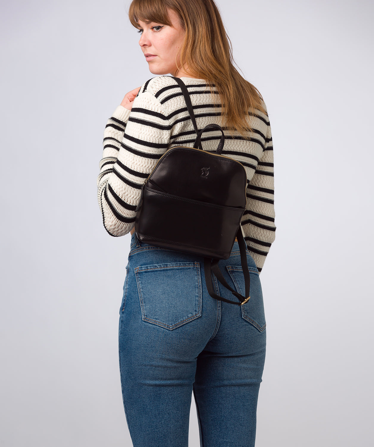 'Hollis' Black Leather Backpack