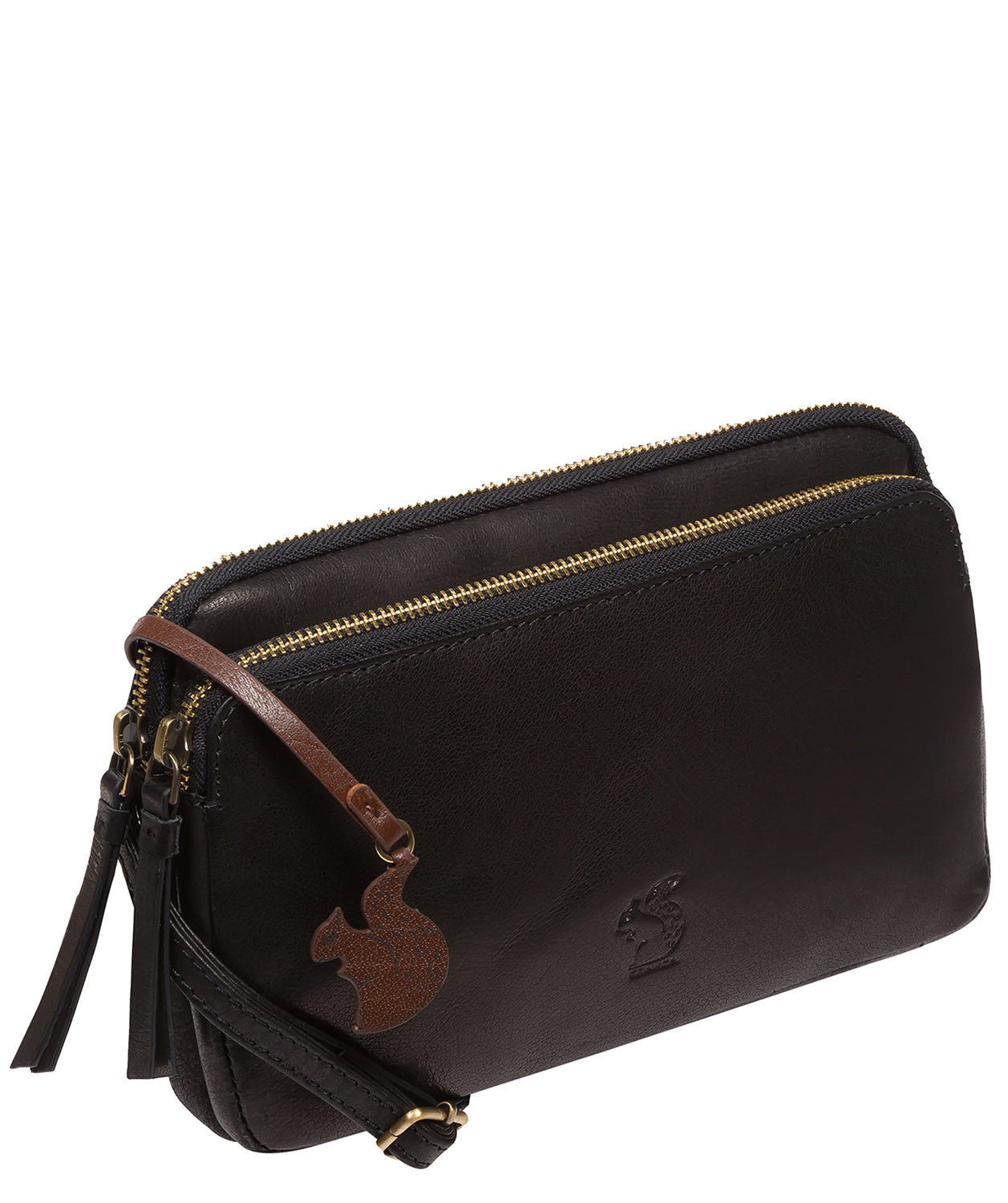 'Birdie' Black Leather Cross Body Bag