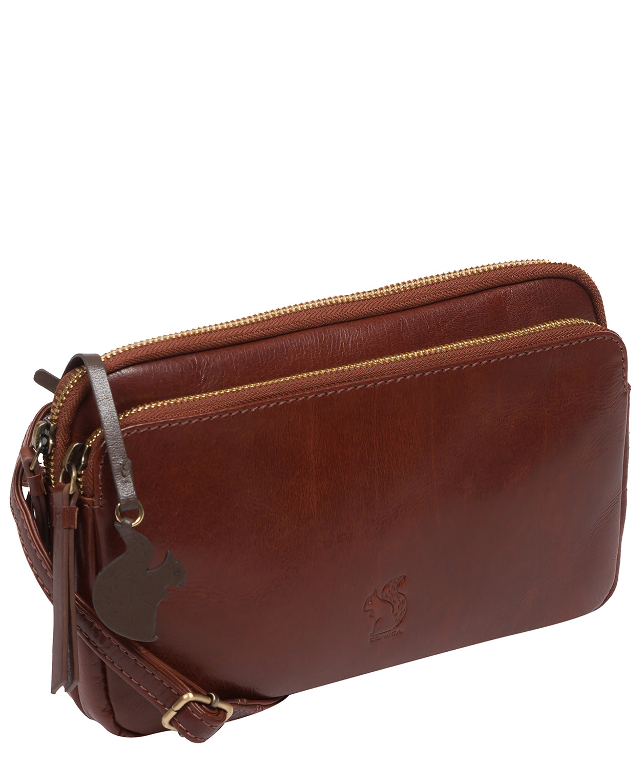 'Birdie' Conker Brown Leather Cross Body Bag