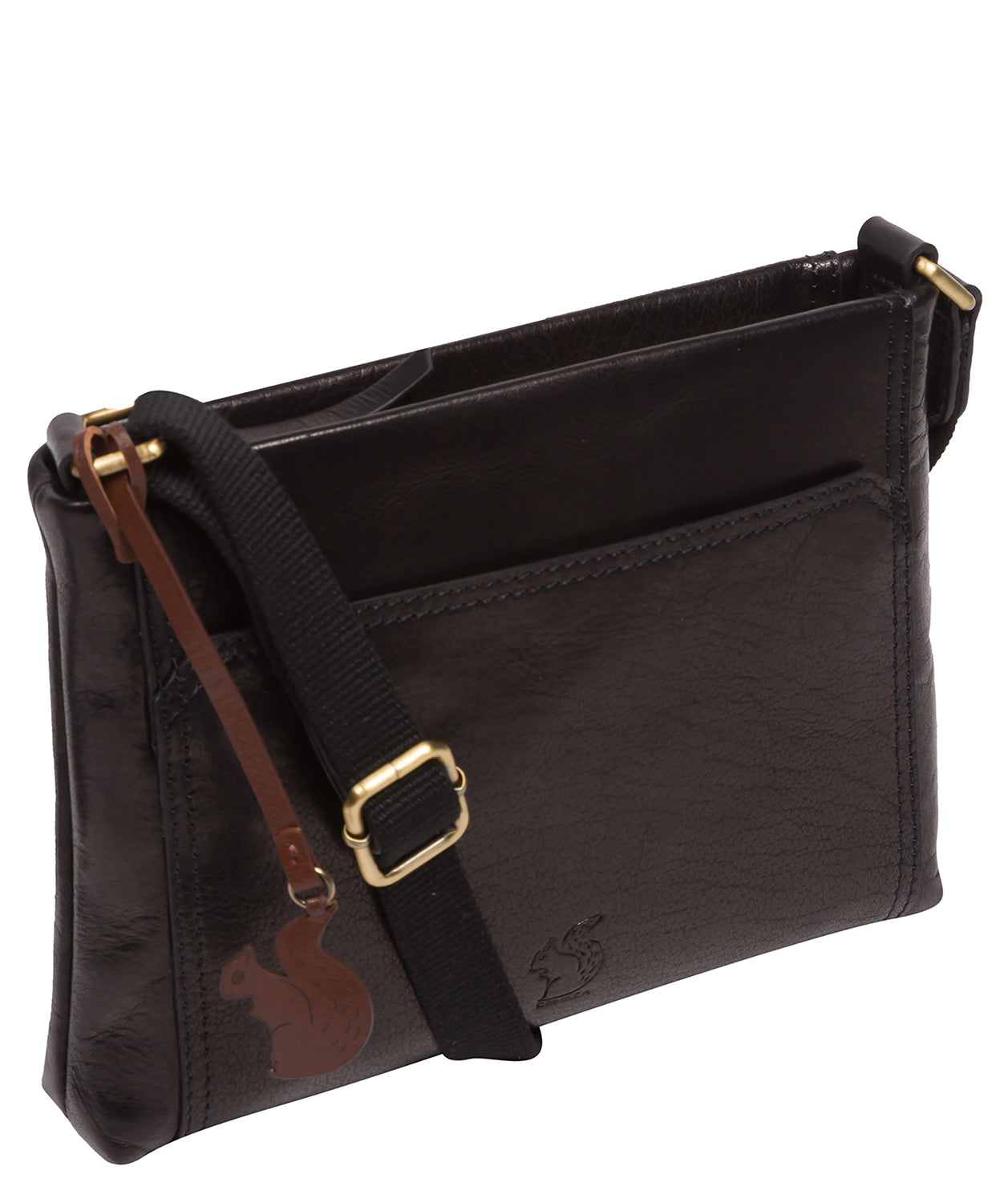'Blossom' Black Leather Cross Body Bag
