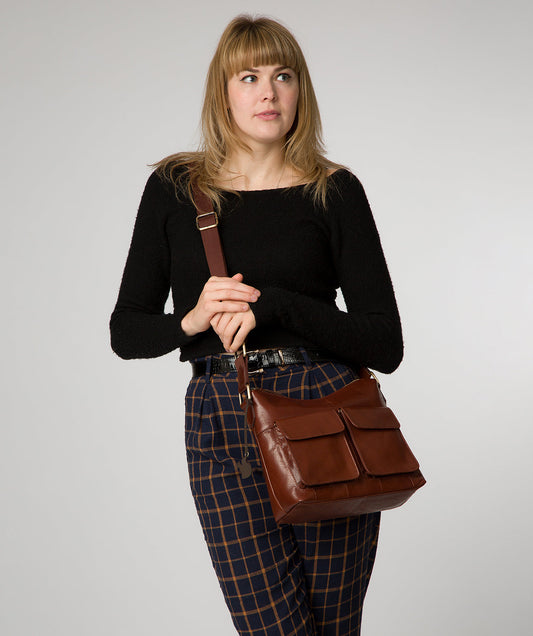 'Aimee' Conker Brown Leather Shoulder Bag