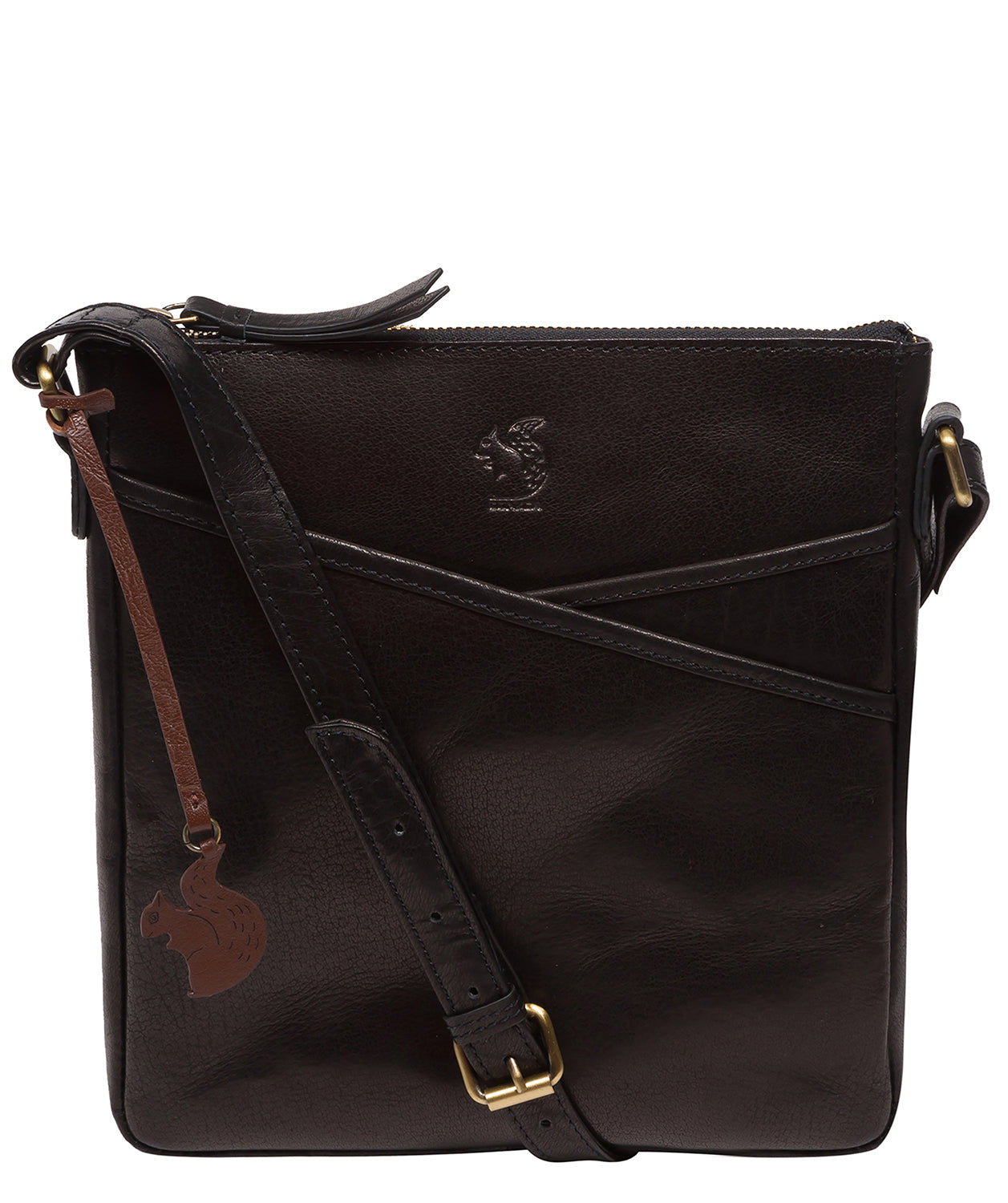 'Rose' Black Leather Cross Body Bag