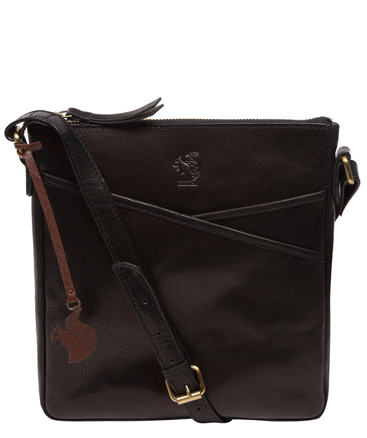 'Rose' Black Leather Cross Body Bag