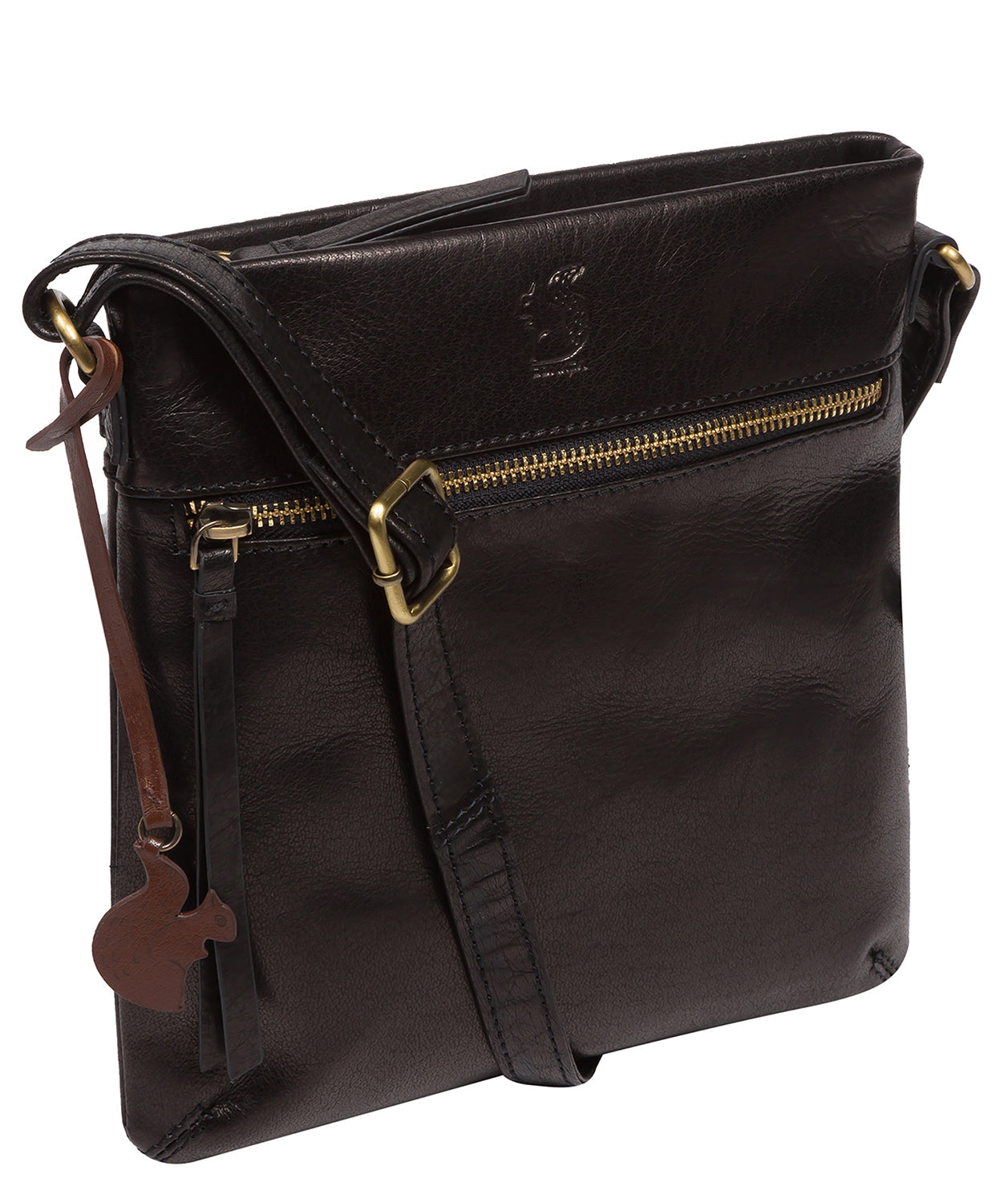 'Sable' Black Leather Cross Body Bag